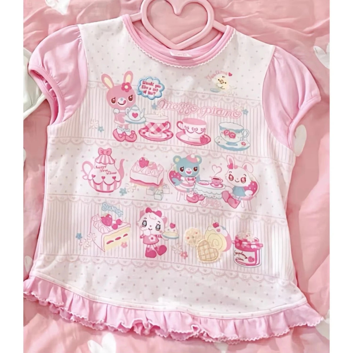 Japanese Kawaii T-shits Women Casual Y2k Crop Top Sweet Lolita Tees Design for Girls Clothing Short Sleeve T Shirts Outwear Chic