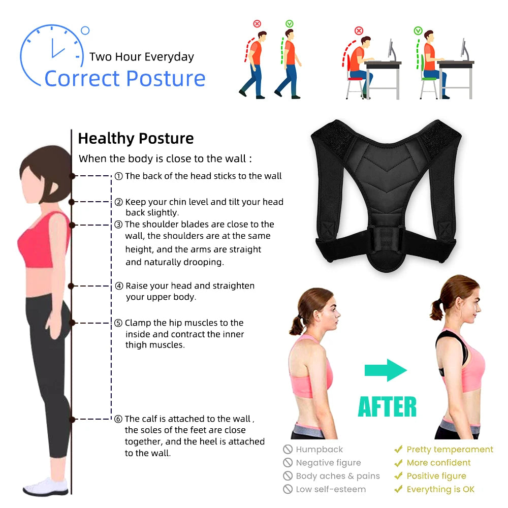 RGGMQQ Adjustable Posture Corrector for Men & Women, Comfortable Shoulder Brace Support for Neck, Back & Shoulder Pain Relief