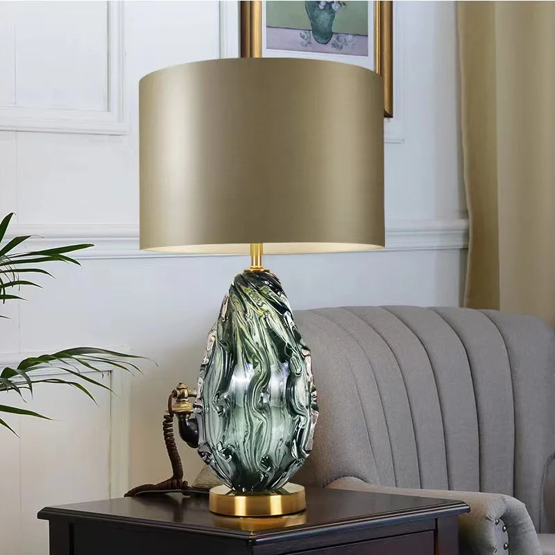 2026 Creative Glass Table Lamp Villa Living Room Luxury Advanced Green Desktop Decorative Lamp Fashion Hotel Bedside E27 Lampada