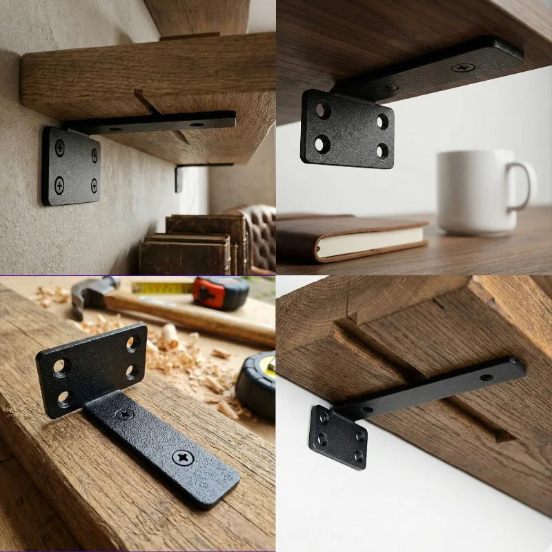 Thickened Floating Shelf Brackets Integrated Wall-Mounted Invisible L Bracke Rust-Resistant Heavy Duty Furniture Board Support