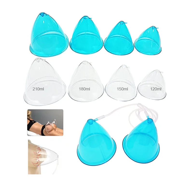 1 Pair 120/150/180/210ml Hip Lifting Vacuum Cupping Breast Enlargement Buttock Enhancer Massage Machine Replacement Cup Y Hose
