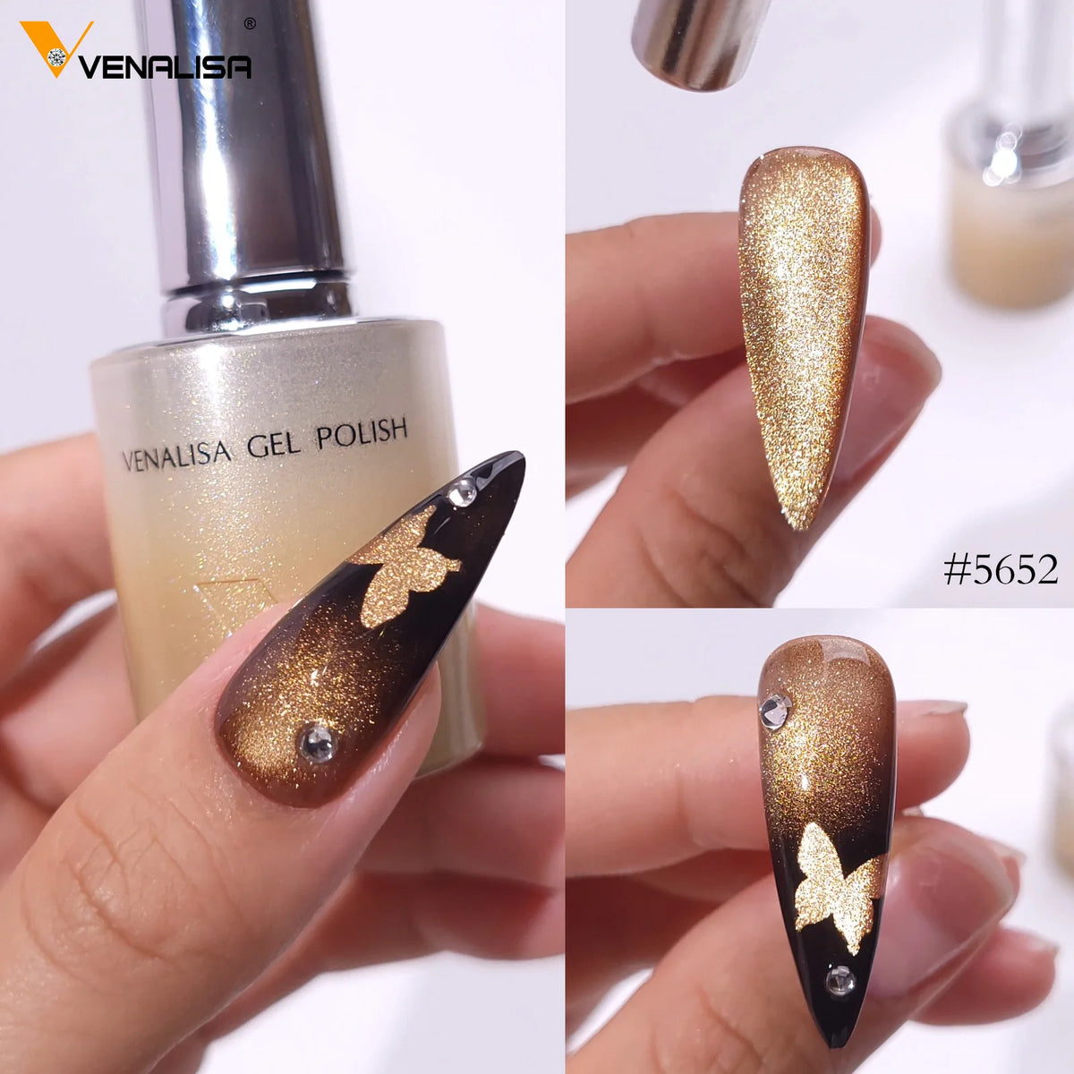 10ml Venalisa Hema Free TPO Free Gel Nail Polish Christmas New Year Soak Off Glitter Red Colors Cat Eye Magnet Nail Gel Polish