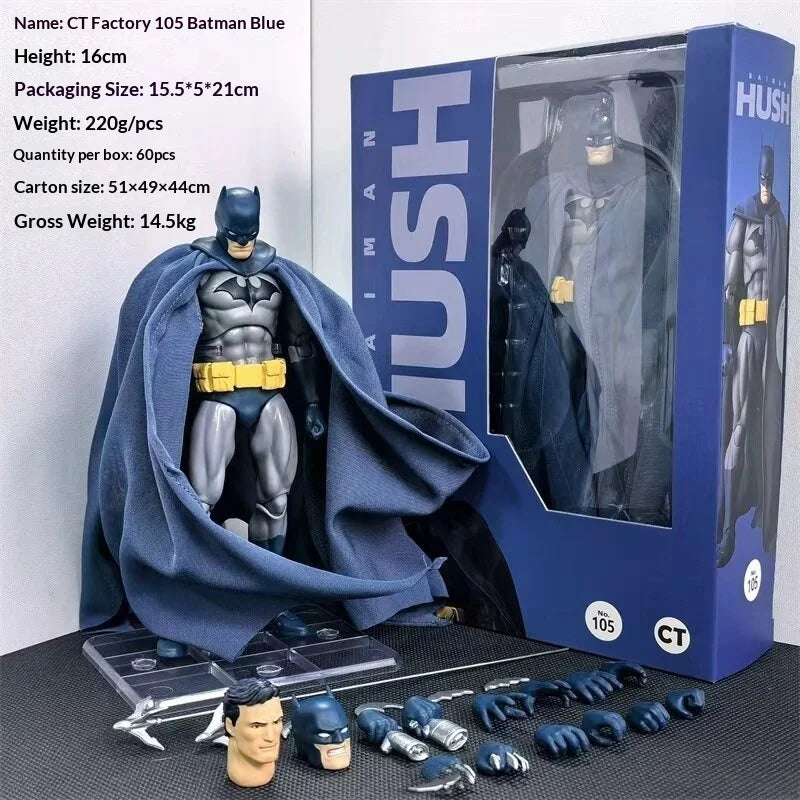 16cm Ct Factory Mafex Batman 105 Hush Comic Version Blue Dc Justice League Articulated Collectible Model Toy For Collectors