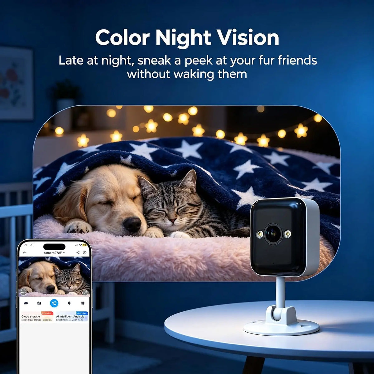 JOOAN 3MP Wifi Security Camera Indoor 5X Zoom Moiton Detection HD Night Vision Smart Home IP Camera for Baby & Pet