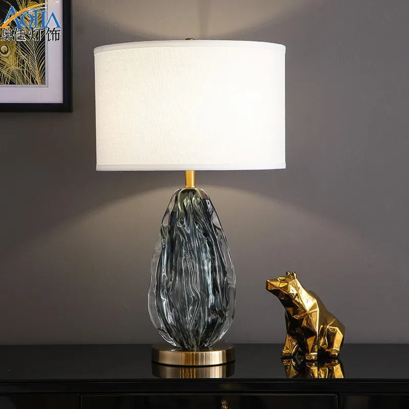 2026 Creative Glass Table Lamp Villa Living Room Luxury Advanced Green Desktop Decorative Lamp Fashion Hotel Bedside E27 Lampada