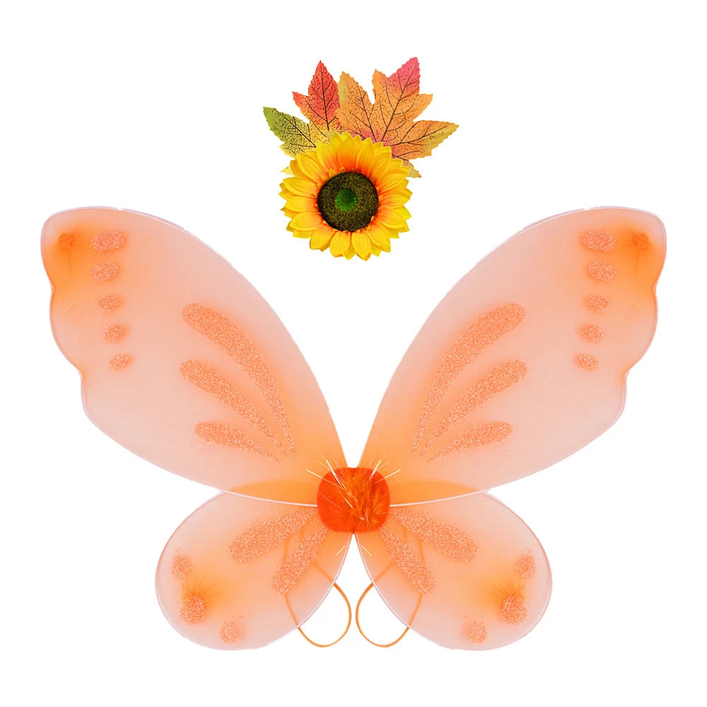 Maple Leaf Sunflower Fairy Costumes Girls Fall Autumn Long Tutu Dress for Kids Thanksgiving Halloween Fancy Outfit with Wings