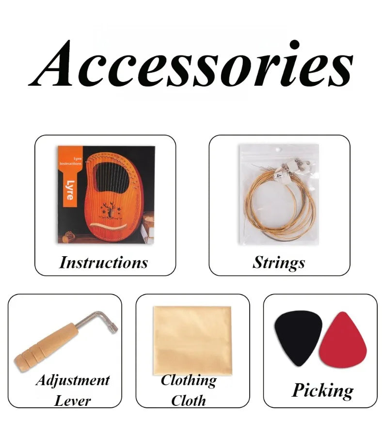16 String Harp Beginner Children Portable Lira Harp Professional Wooden Chinese Small Harps Handmade Handheld String Instruments