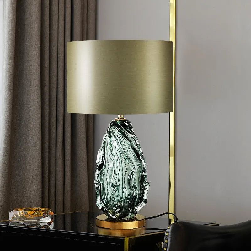 2026 Creative Glass Table Lamp Villa Living Room Luxury Advanced Green Desktop Decorative Lamp Fashion Hotel Bedside E27 Lampada
