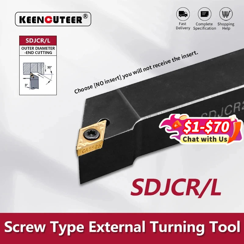 SDJCR SDJCL 93 Degrees External Turning Tool 1212 1616 2020 2525 CNC Holder Lathe Cutter Shank DCMT DCGT Inserts
