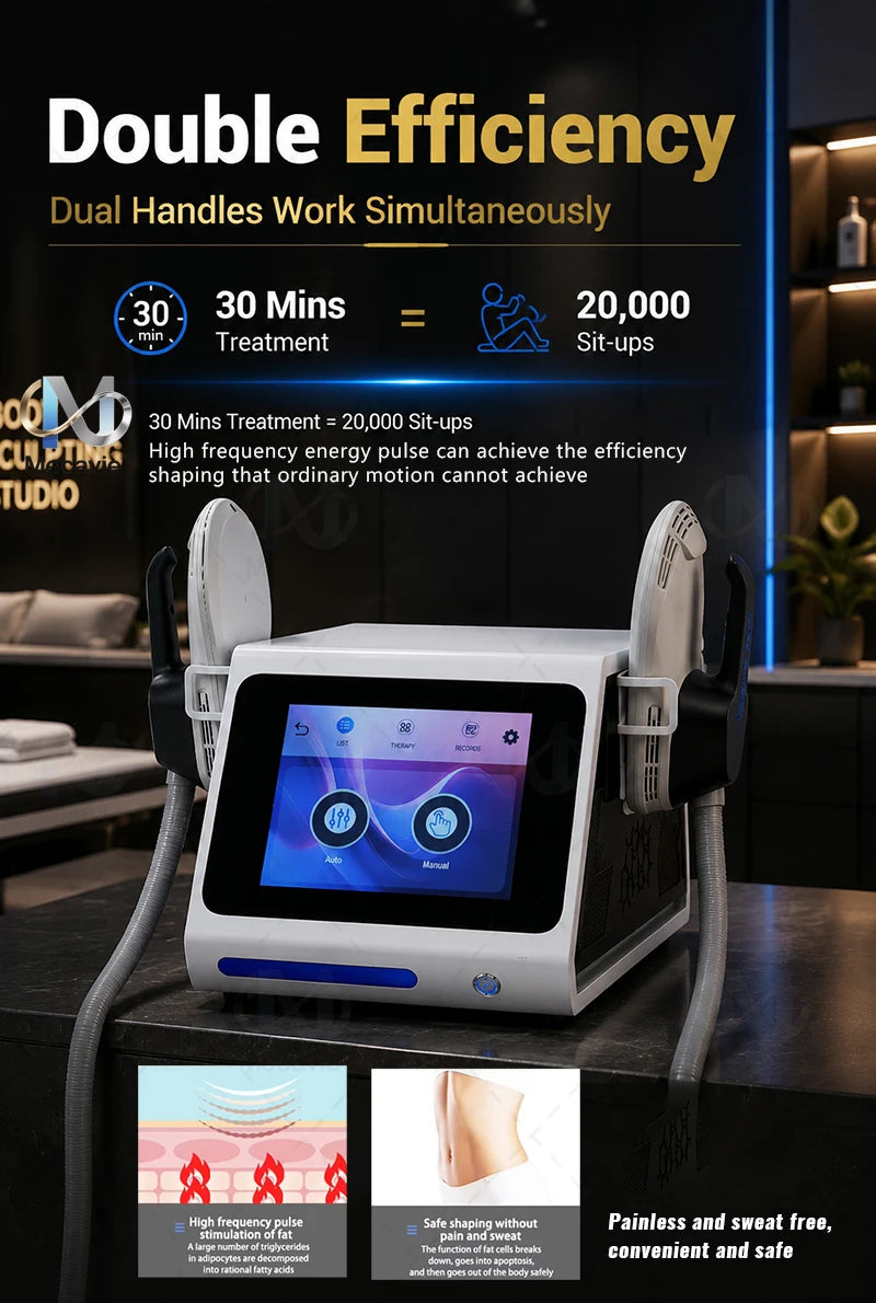 6500W 200HZ Body Sculpting Machine with Rollers, Electromagnetic Muscle Stimulation Massager for Weight Loss and Slimming