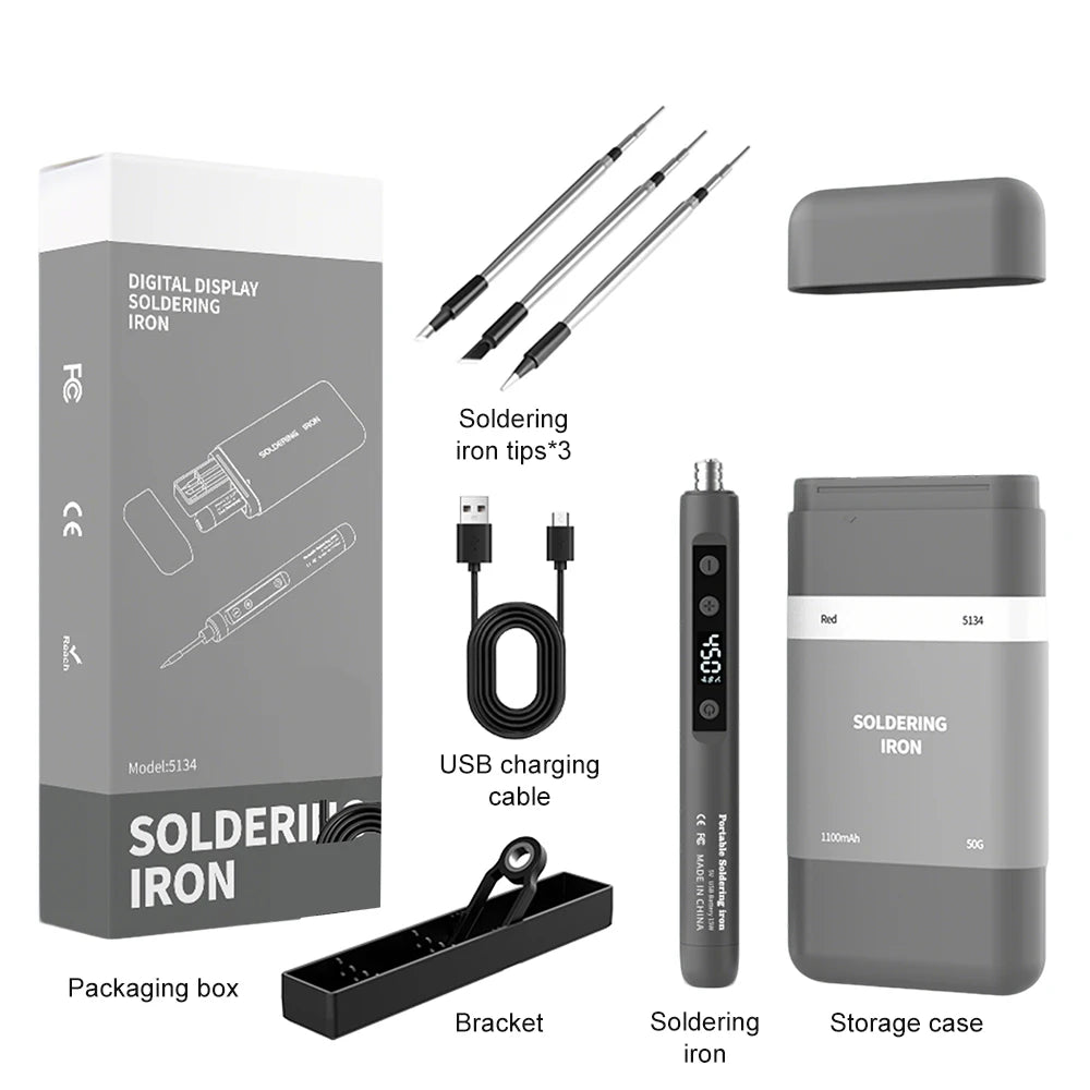 Wireless Electric Soldering Iron Kit 180-450 Temperature Adjustable Fast Charging Solder Iron Portable Soldering Repair Tool