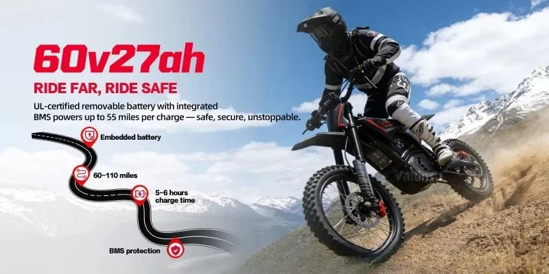 QQA Valtinsu Em5 Pro 60V5600W Off-Road Electric Motorcycle, High Speed Motorcycle, All Terrain Off-Road Motorcycle