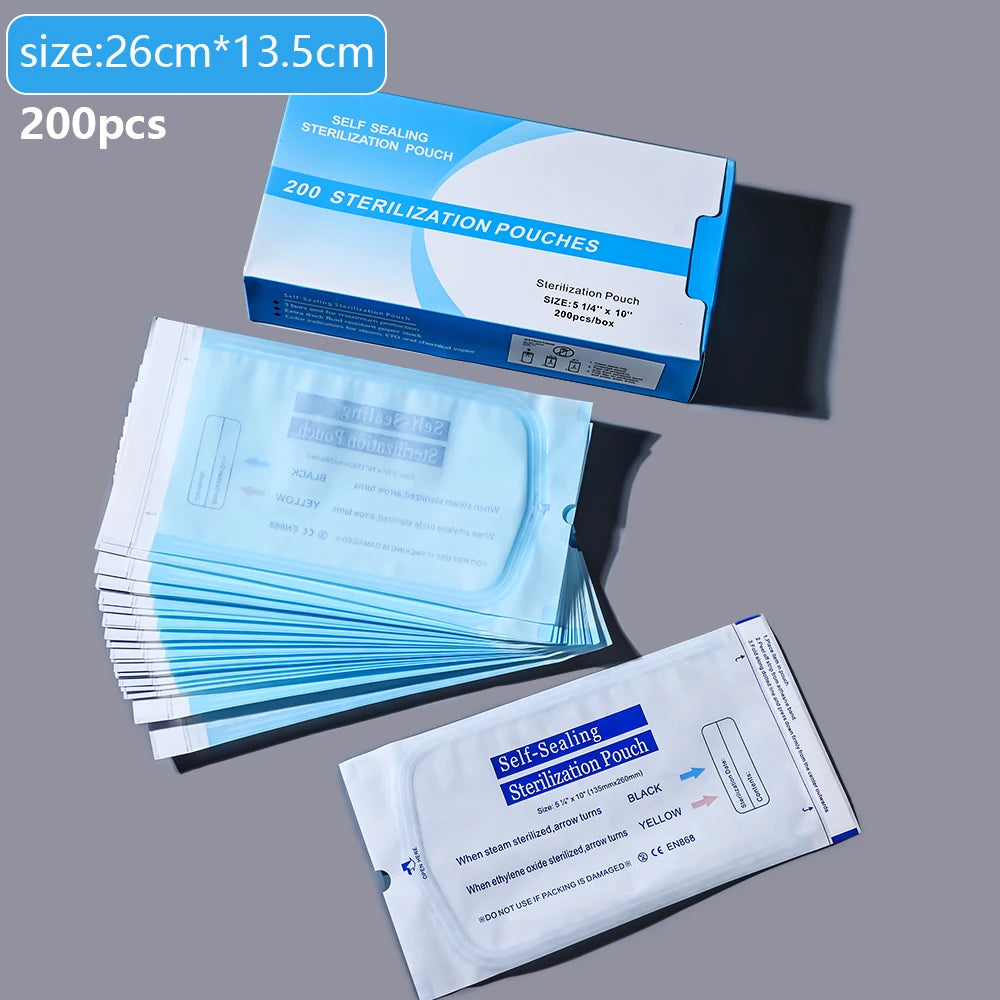 200Pcs Disposable Nail Sterilizer Bag Transparent Visibility Manicure Bags Dry Heat Nail Art Plier Equipment Disinfection Tools*