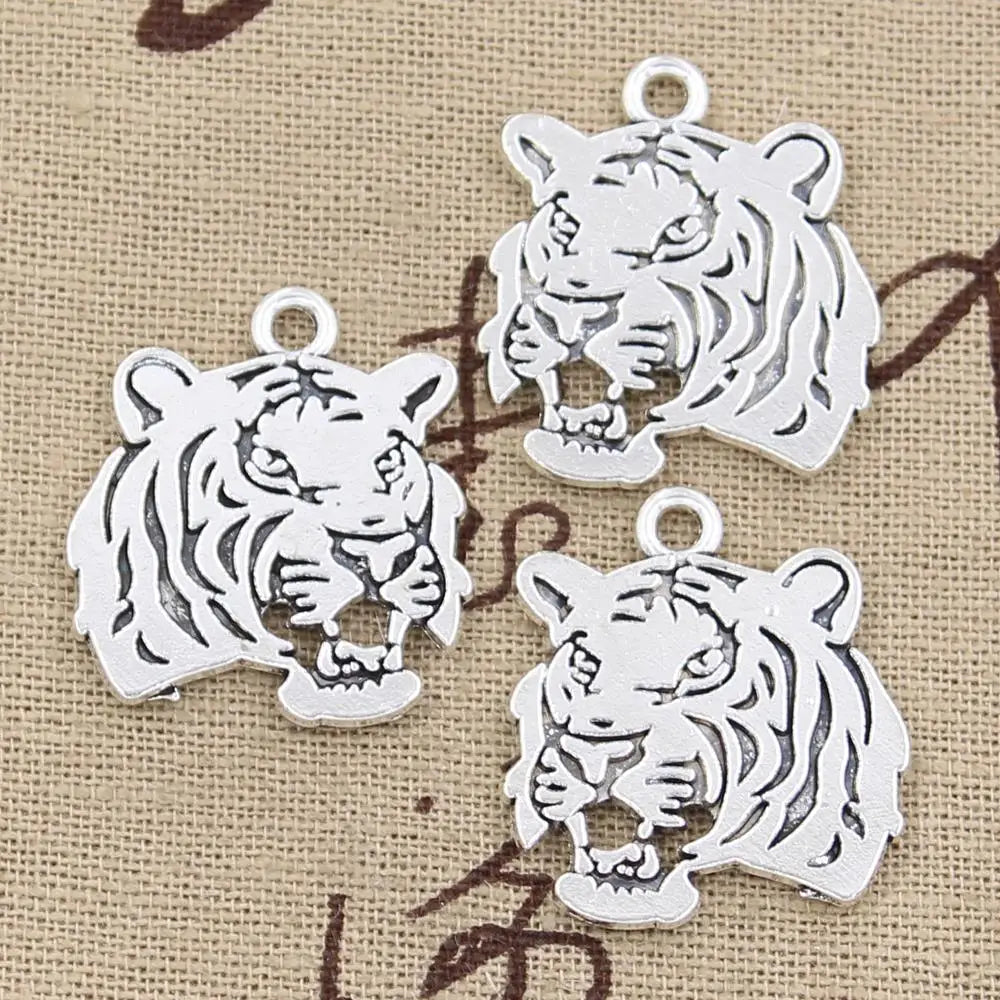 8pcs Charms Roaring Tiger Head 27x24mm Handmade Pendant Making fit,Vintage TibetanBronze,DIY For Bracelet Necklace