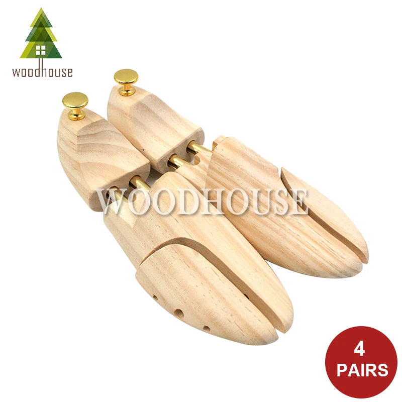 4-PACK Men's And Women's Shoe Trees, Adjustable Pine Wood Shoe Trees