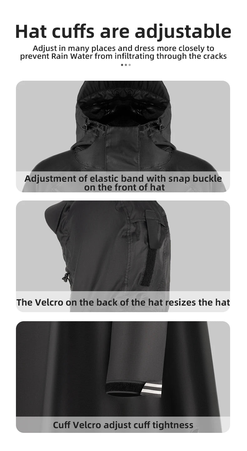 ROCKBROS Bicycle Raincoat Cycling Jacket Poncho Rainproof Hooded Coat Commute Rain Cape Electromobile Waterproof Windproof Cloak
