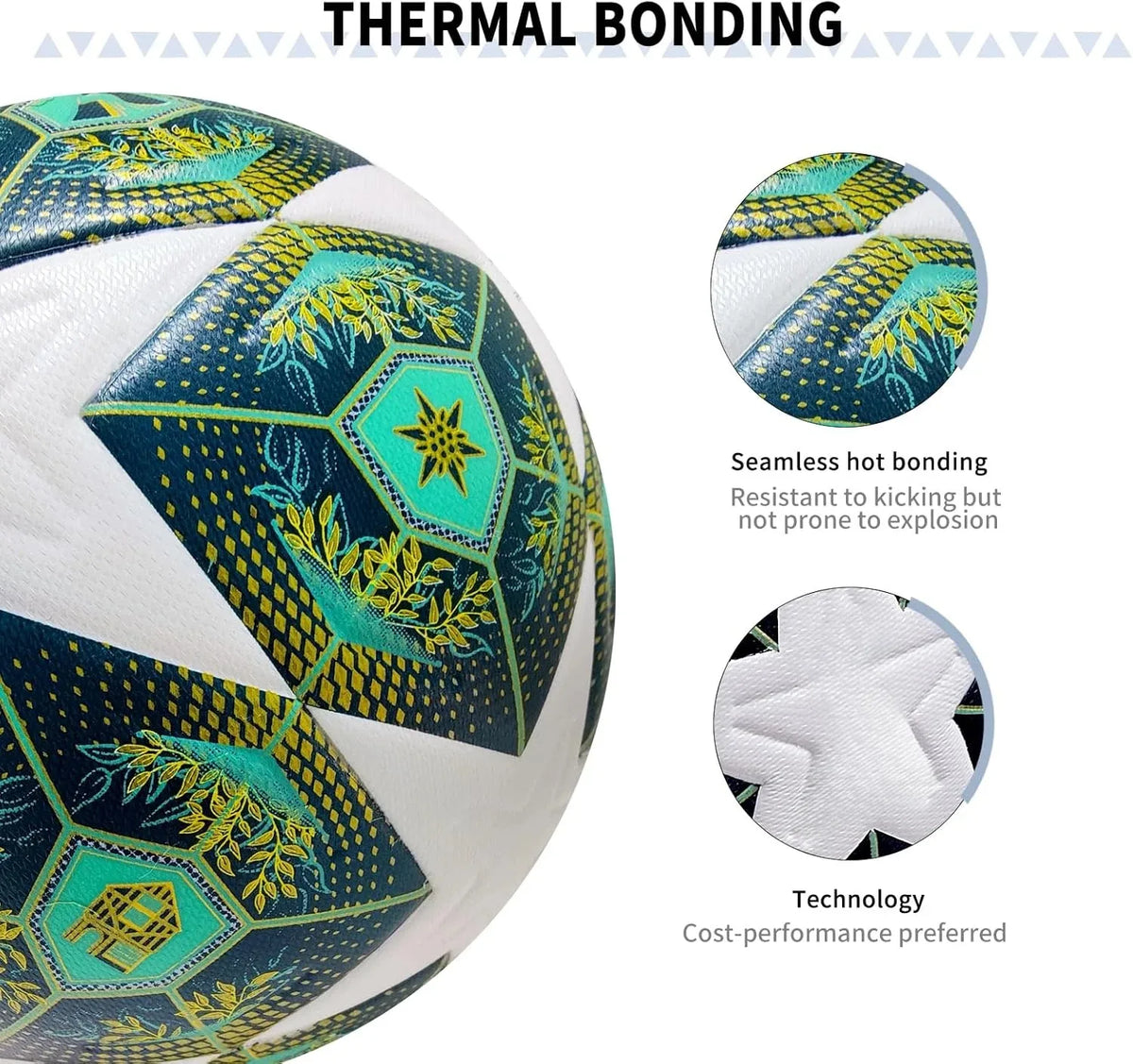 Professional Soccer Ball Size 5–Thermal Bonded Waterproof PU Match-Quality Training Ball(Full Set of Accessories)Football Match
