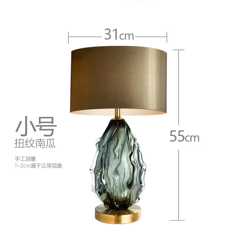 2026 Creative Glass Table Lamp Villa Living Room Luxury Advanced Green Desktop Decorative Lamp Fashion Hotel Bedside E27 Lampada