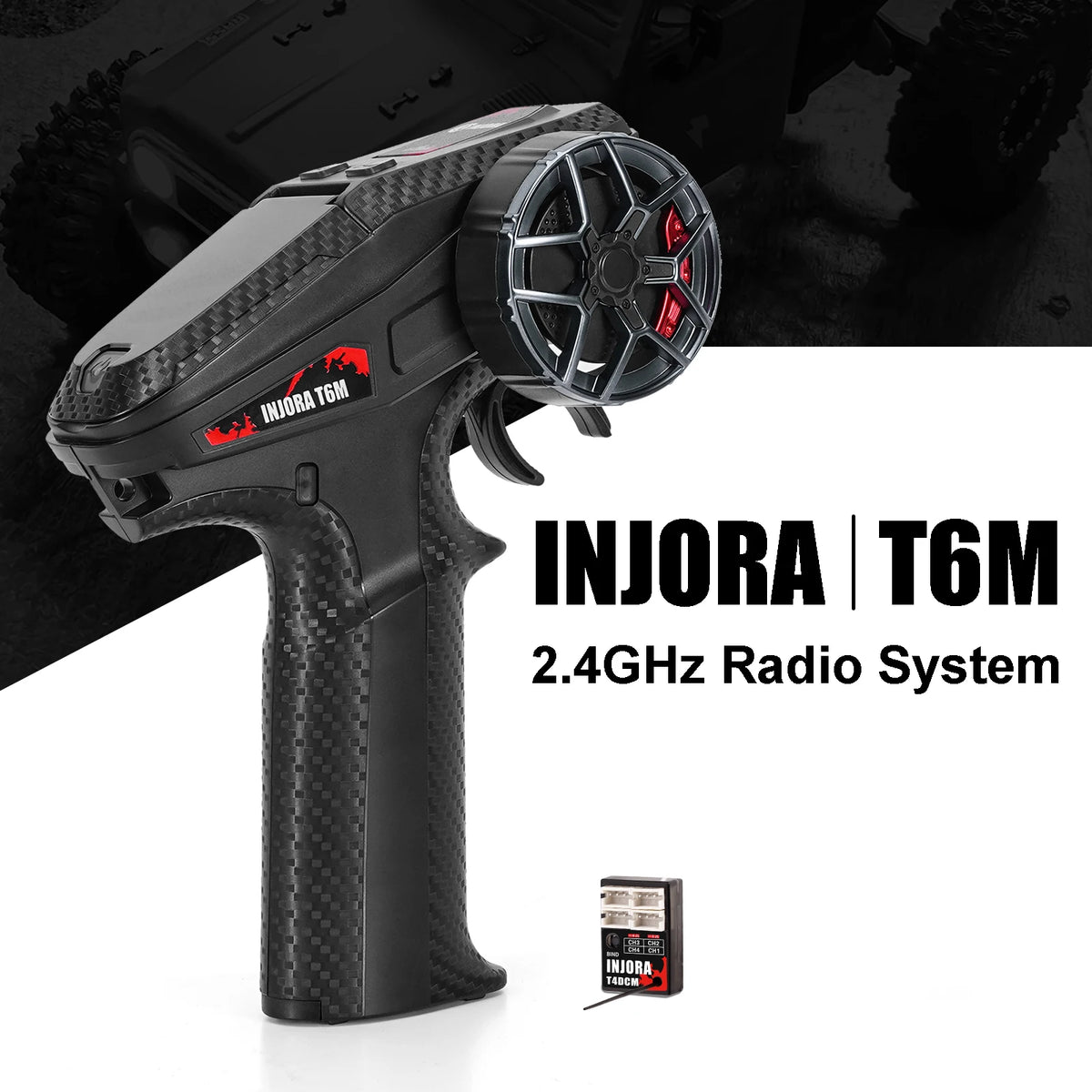 INJORA T6M 2.4GHz Micro Transmitter with Compact Receiver T4DCM for 1/30 1/24 1/18 RC Car