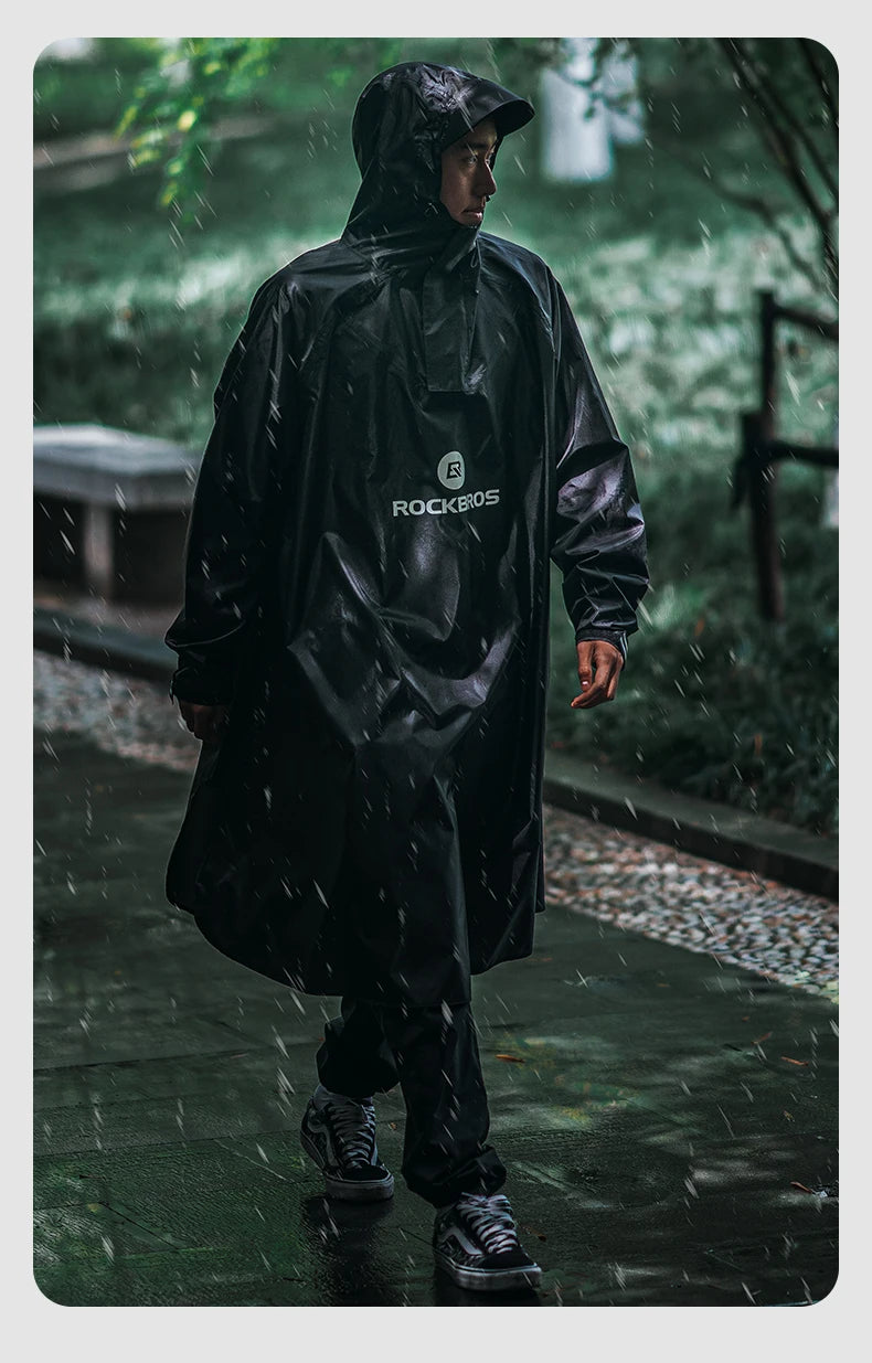 ROCKBROS Bicycle Raincoat Cycling Jacket Poncho Rainproof Hooded Coat Commute Rain Cape Electromobile Waterproof Windproof Cloak