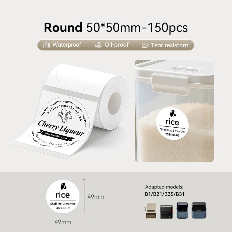 Niimbot Thermal Label for B21/B3S/B1 Printer Waterproof Label Business Shipping Address Labeling Replacement with Self-Adhesive