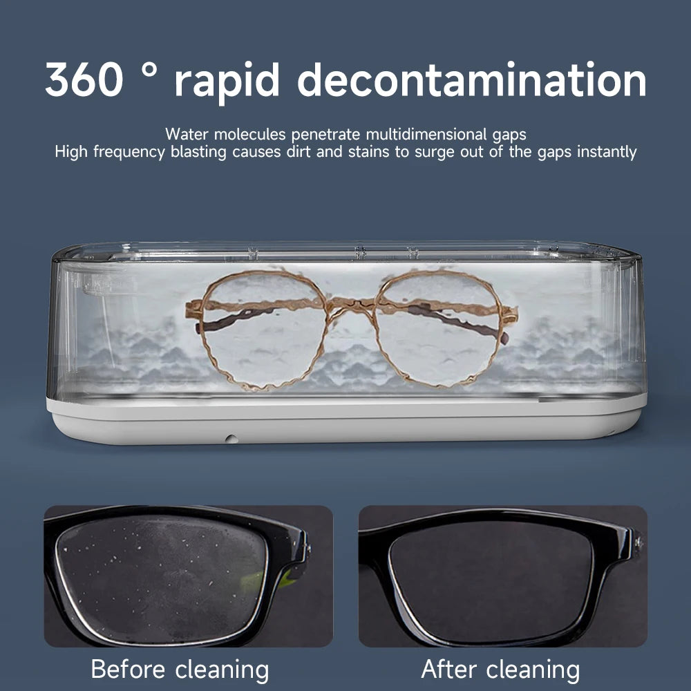 TINSOL 49KHZ High-Frequency Ultrasonic Cleaner 650ml Mini Vibration Cleaning Machine Suitable for Glasses Jewelry and Dentures