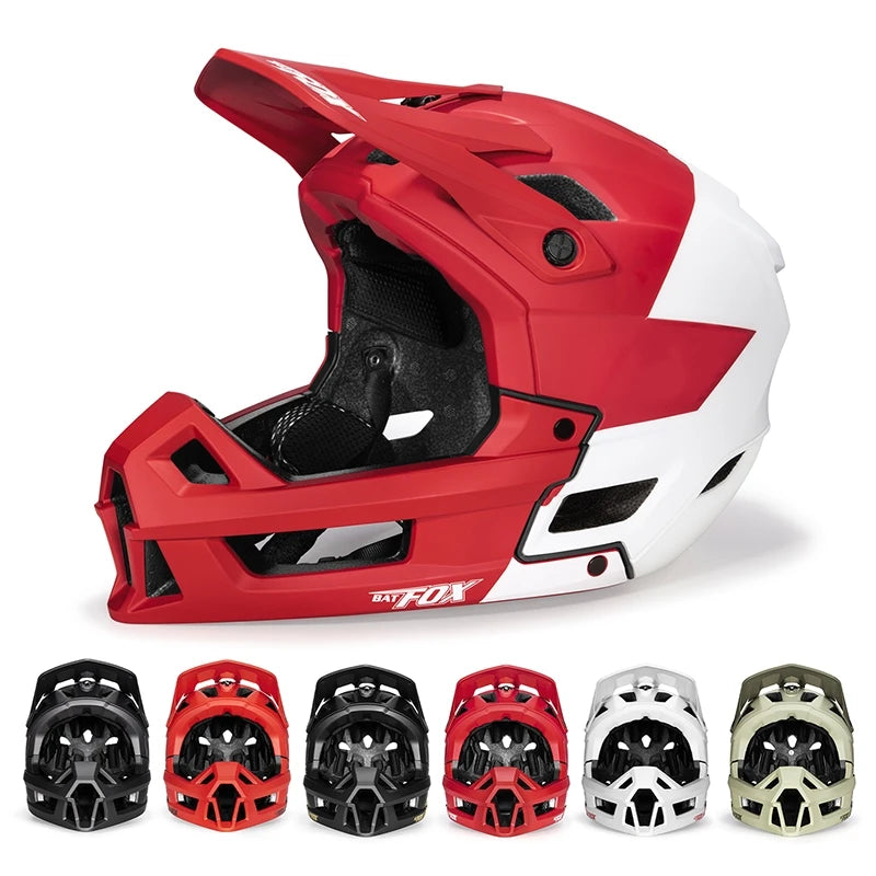 BATFOX Full Face Mountain Bike Helmet Adult Downhill Off-road Cycling Shockproof Professional Protection MTB Bicycle Safety Gear