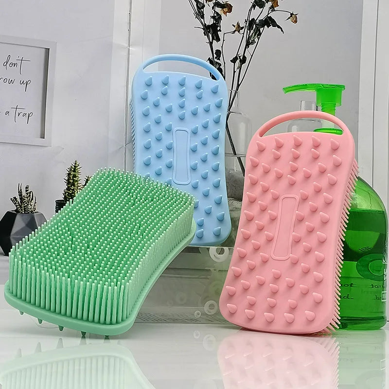 Double Sided Silicone Shower Brush 2 In 1 Exfoliating Body Brush Multi-Function Skin Cleaning Silicone Bath Brush Massage Brush