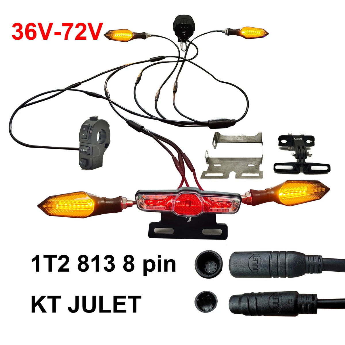 Ebike 05X Light Kit 36V 48V 52V 60V 72V Headlights Horn Turn Signal Brake Lights For JULET 811 911 813 913 DIY BBS 01 02 HD
