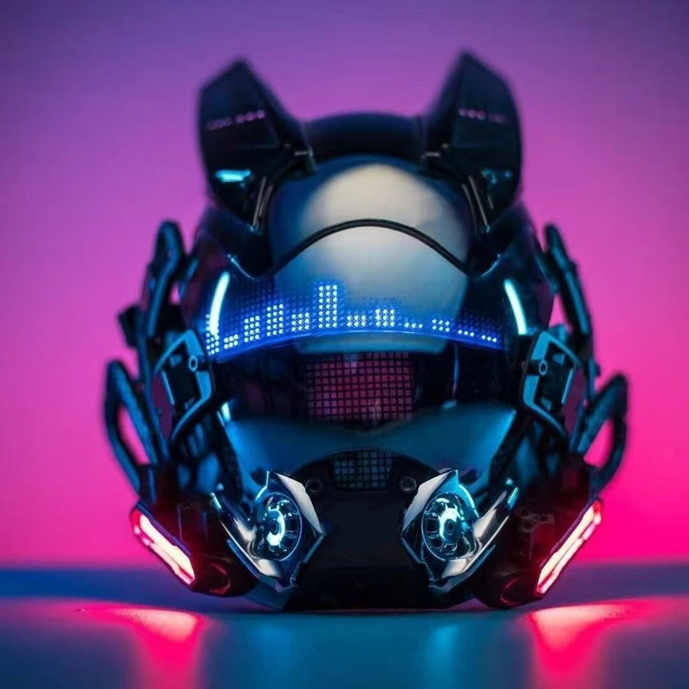Cyber punk Mask LED Hairstyle Braid Halloween Christmas Role Playing Helmet Party Adult Gift ﻿