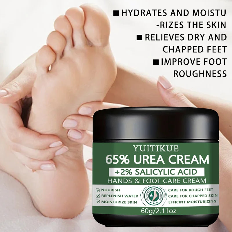 YUITIKUE 65% Urea Hand & Foot Cream 60g - with 2% Salicylic Acid, Repairs Dry Cracked & Rough Skin, Nourishes & Moisturizes