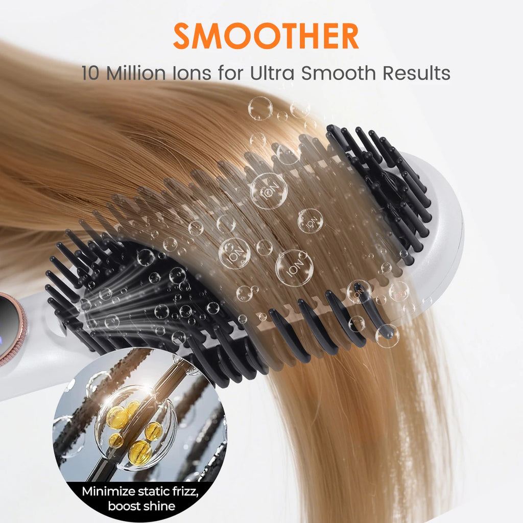 Hatteker Multi-Setting Hair Styling Comb Adjustable Temperature Volumizing Straightening/Curling Brush Hair Straightener Comb