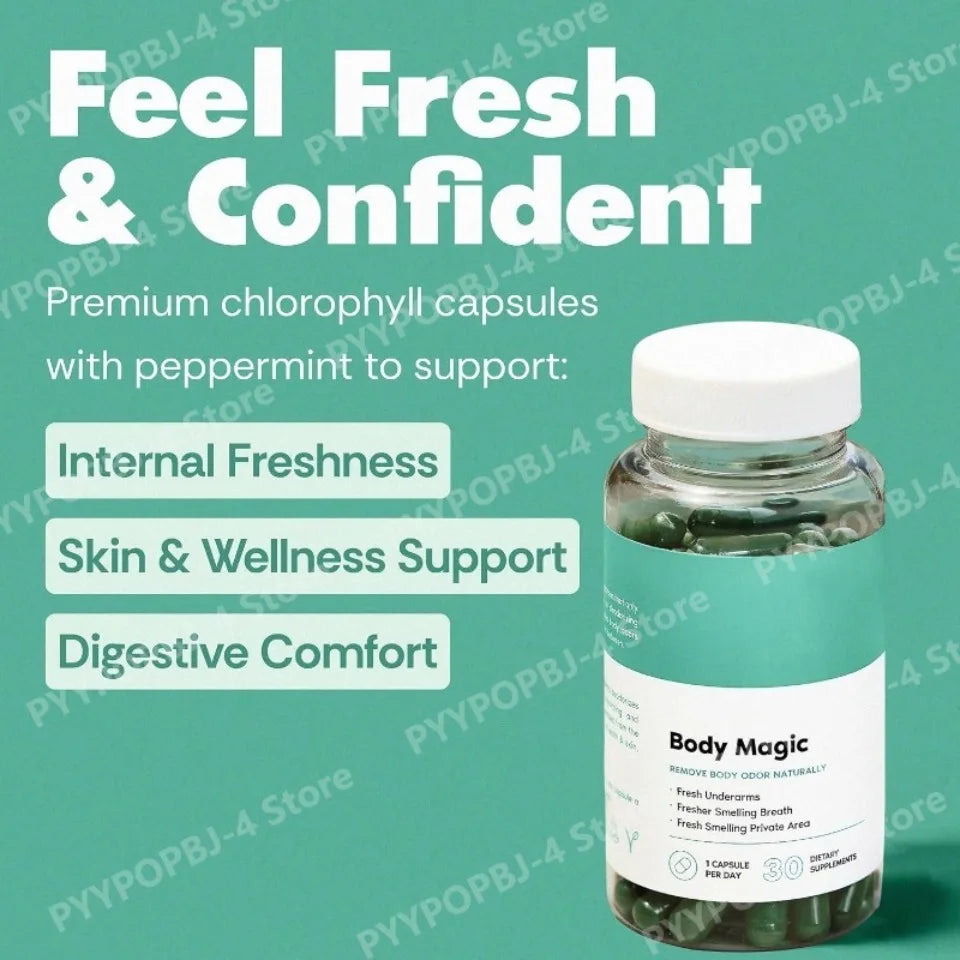 Chlorophyll Capsules with Parsley & Peppermint Leaf, Daily Freshness, Digestive Comfort & Wellness Support, Vegan 30 Count