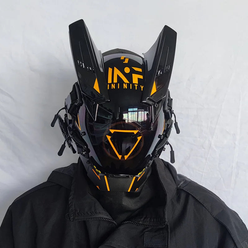 Cyber punk Mask LED Hairstyle Braid Halloween Christmas Role Playing Helmet Party Adult Gift ﻿