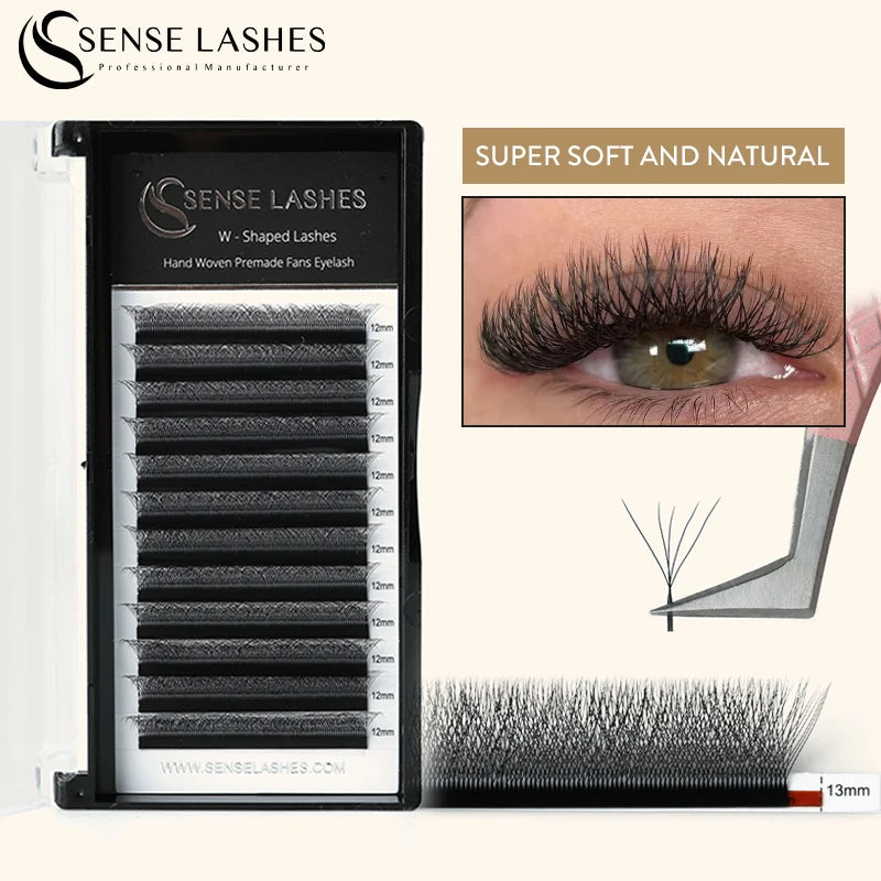 SENSE LASHES 12 Rows 3D 4D 5D 6D W Shape Eyelash Premade Volume Fans Natural Soft Light Full Dense Eyelash Extensions Supplies