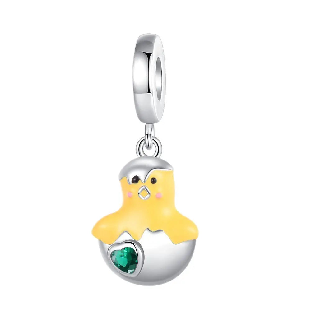 Exquisite 925 Sterling Silver Cute Dinosaur Turtle and Rabbit Couple Heart Charm Fit DIY Bracelet Necklace Casual Matching Gifts