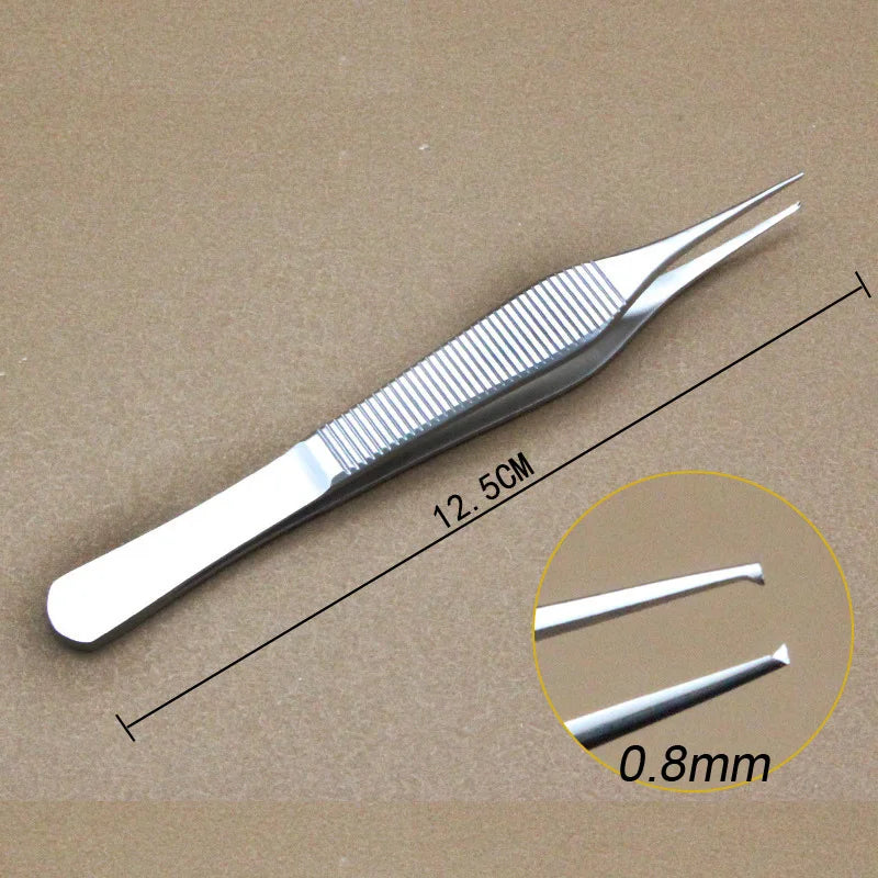 1pcs Ophthalmic Tweezers Tissue Forceps Stainless steel Teethed Platforms Forceps Surgical Instruments 120mm