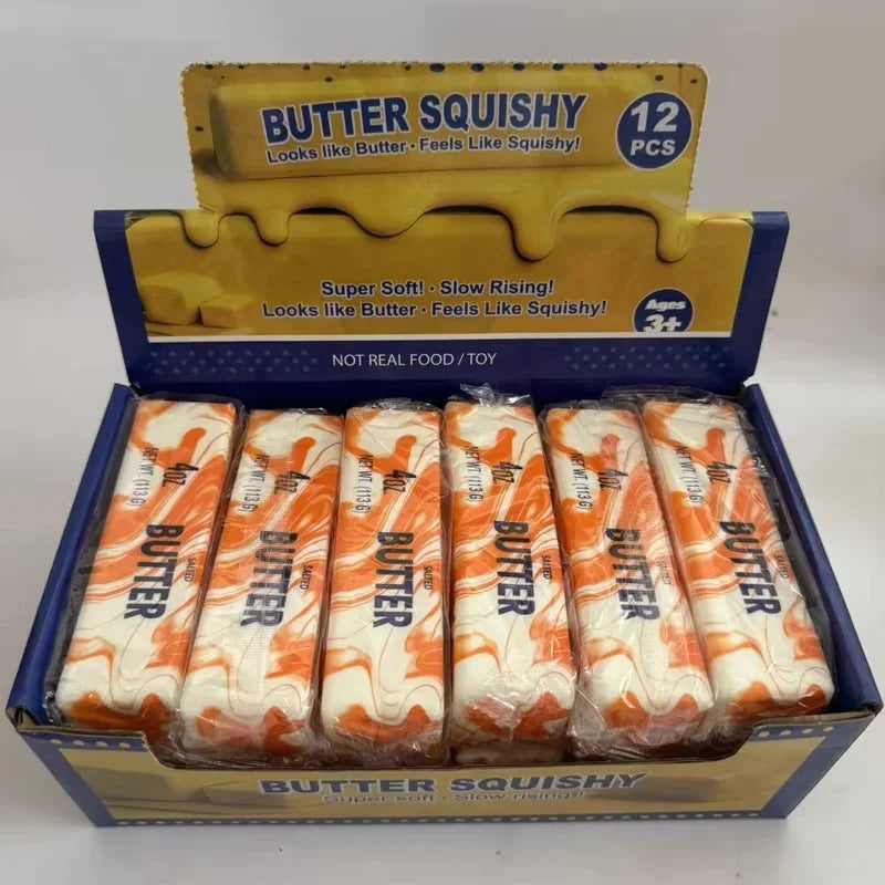 1 Box 12 Pcs Slow Rebound Squeeze Toy Butter Stick Anti Stress Release Soft Sensory Toy , Wholesale Suitable For Retail Stores