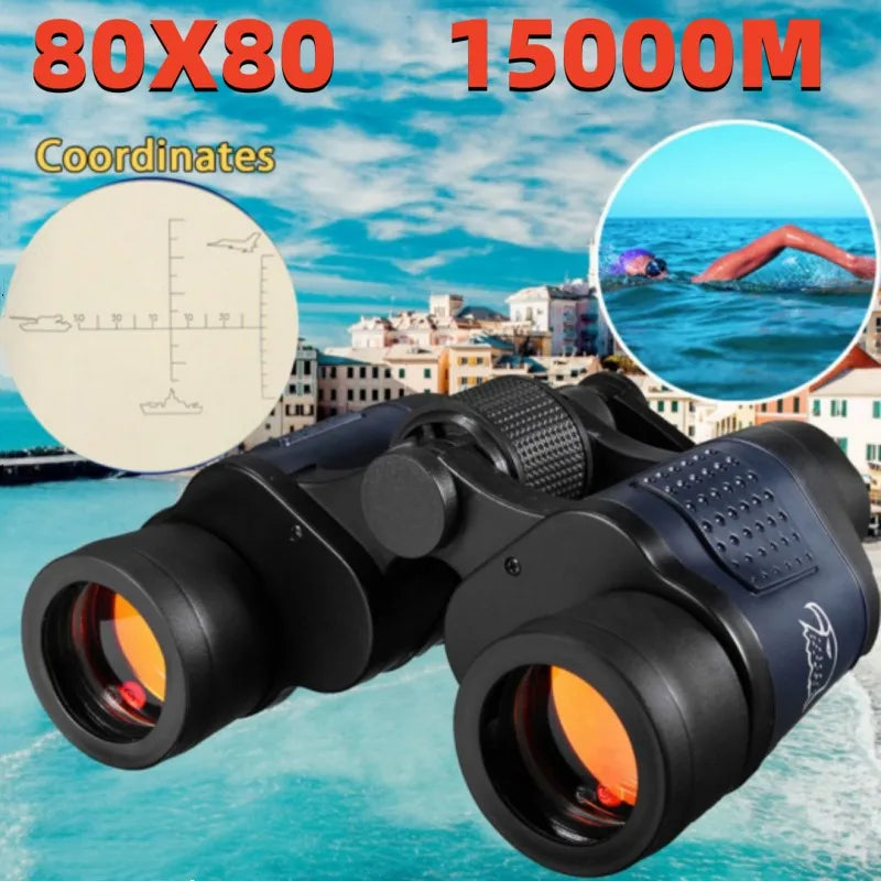 80X80 Camping Binoculars 15000m Long Range HD High Magnification Tourism Telescope Powerful Hunting Night Vision Binoculars
