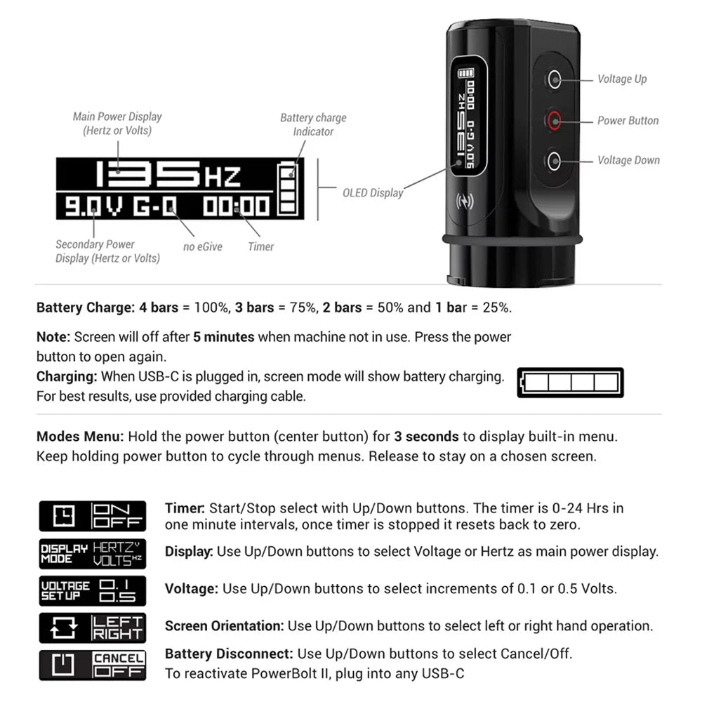 MAX Tattoo Machine Pen 4.0mm Stroke Professional Body Art Makeup Rechargeable LED Digital Display Battery Wireless Pen Machine
