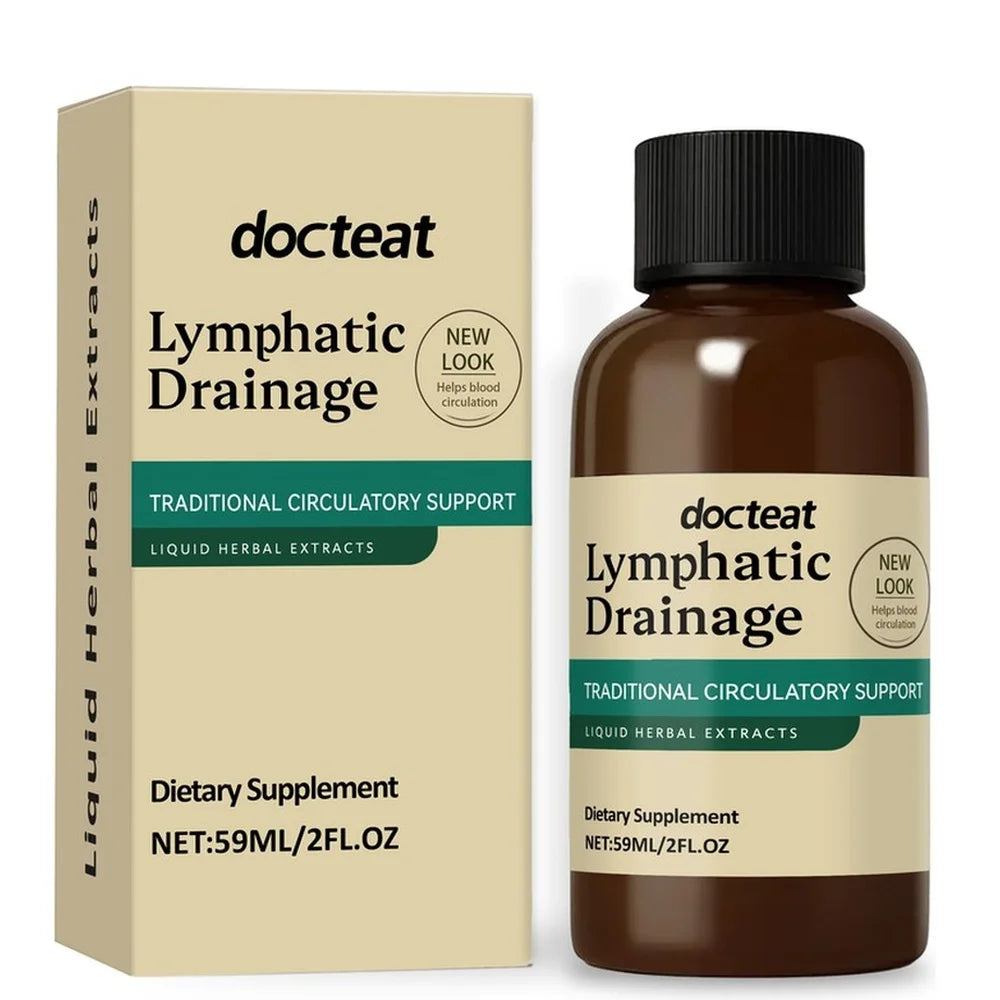 Docteat Lymphatic Drainage Liquid Herbal Extract with Red Clover Flower and Prickly Ash Bark Supports Blood Circulation 59 ML