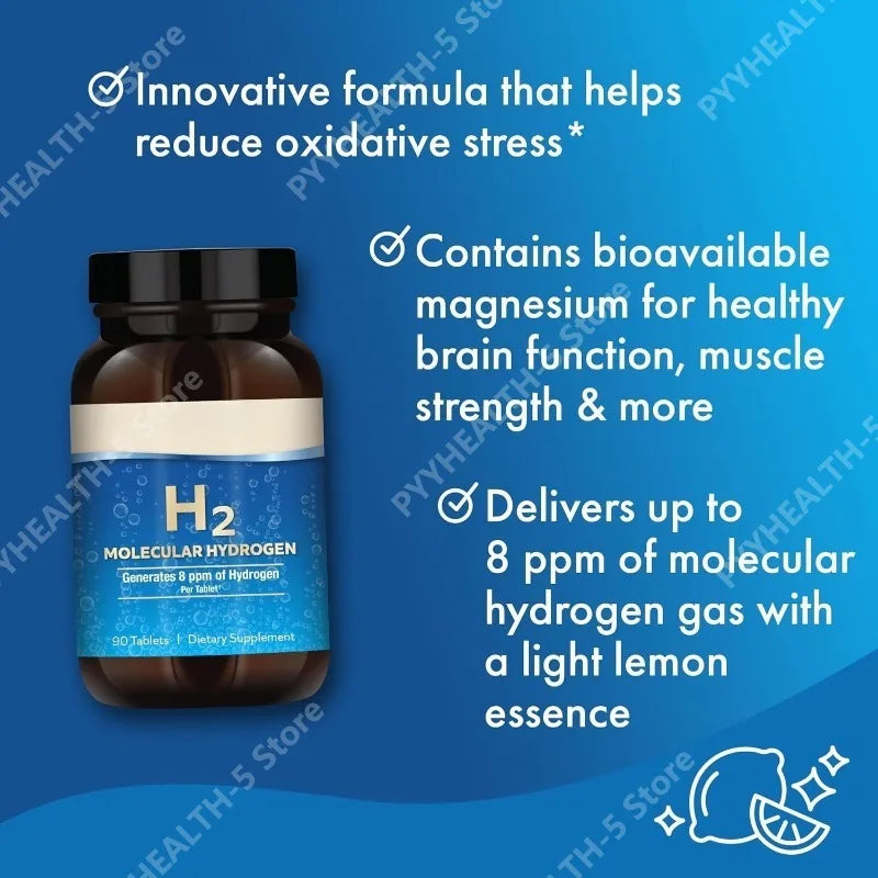 Molecular Hydrogen H2 Tablets with Elemental Magnesium, Generates 8 PPM, 90 Tablets, GMO-Free General Wellness Supplement
