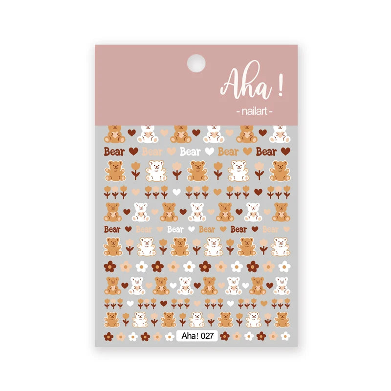 1Sheet Korean White Cloud Blue Nail Art Sticker 3D Star Moon Decal Pure Twilight Self-adhesive Manicure Slider Accessories RE#53