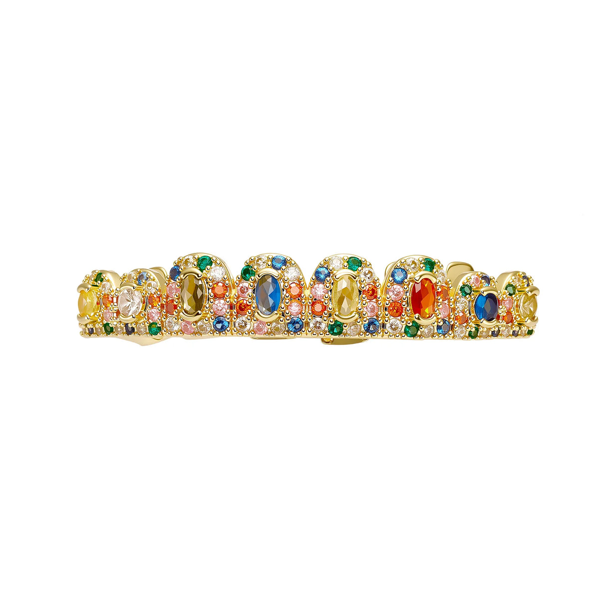 JINAO Rainbow Candy Color CZ Hip Hop Full Iced Out 8 Teeth Small Siz Set Grillz Men Top&Bottom Punk Rapper Halloween Cospla