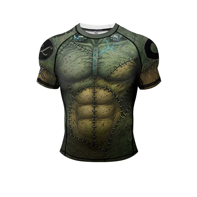 New No Gi BJJ Shirts Jiu Jitsu Kickboxing Training Rashguard With Hem Rubber Polyester Spandex Compression Sports Gym Blouses