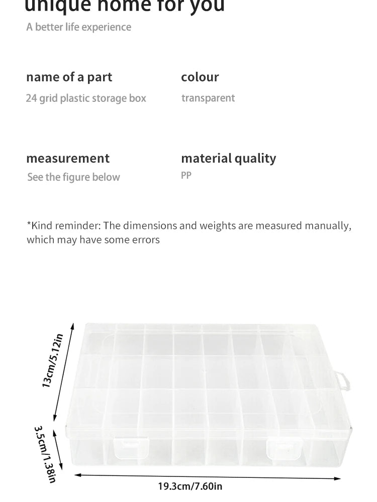 24 Grid Transparent Storage Boxes Hardware Buttons Fishing Jewellery Accessories Packaging Boxes Stationery Storage Boxes