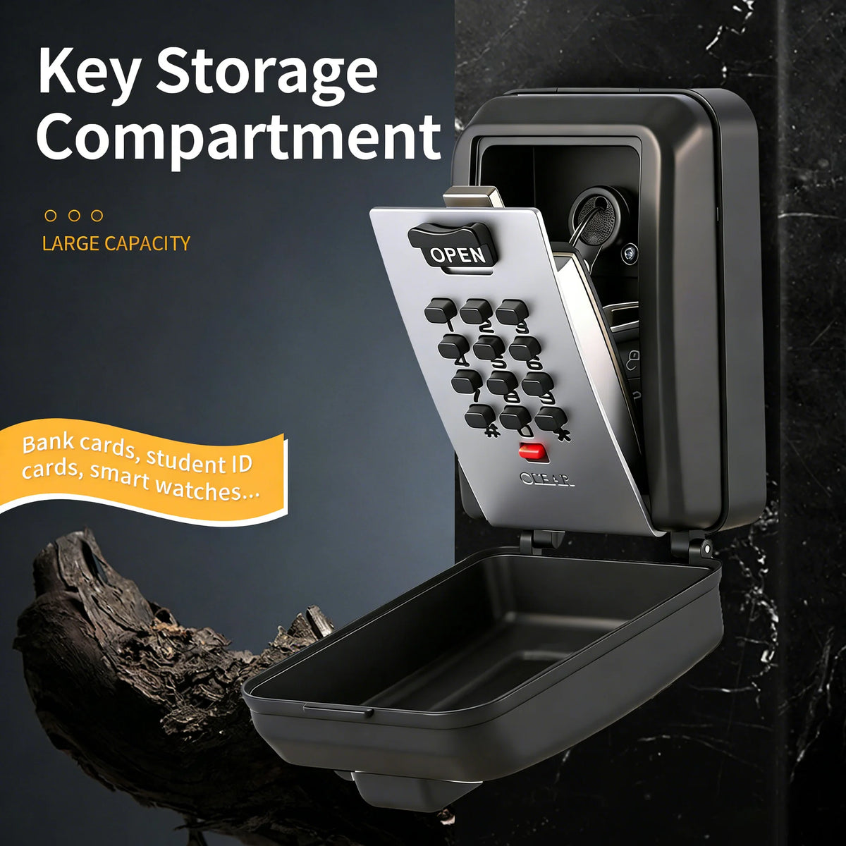 Key Lock Box Customizable 12-Digit Combination LockBox for Keys with Resttable Code Large Capacity Weatherproof Outside Spare Ke