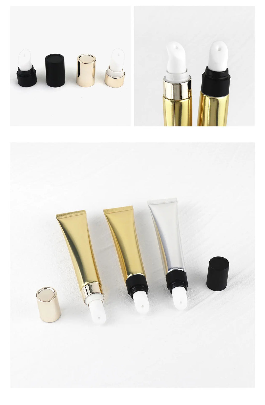 20ml Lip Gloss Tube Custom Logo Empty Squeeze Plastic Liquid Lipstick Metal Tip Lip Oil Balm Container Metal Applicator 30pcs