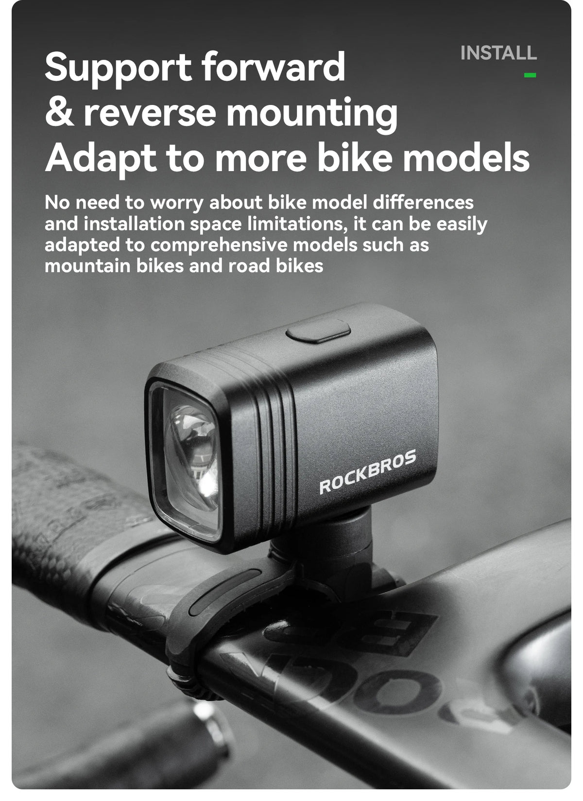 ROCKBROS 1000LM Bike Light Bicycle Front Light Type-C Headlight Smart Power Display Screen MTB Road Cycling Flash Highlight