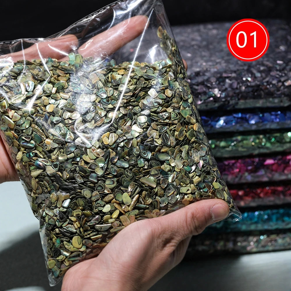 100g Abalone Shell Fragments – Smooth New Zealand Natural Shell Nail Art Accessories for a Unique and Elegant DIY Manicure Look
